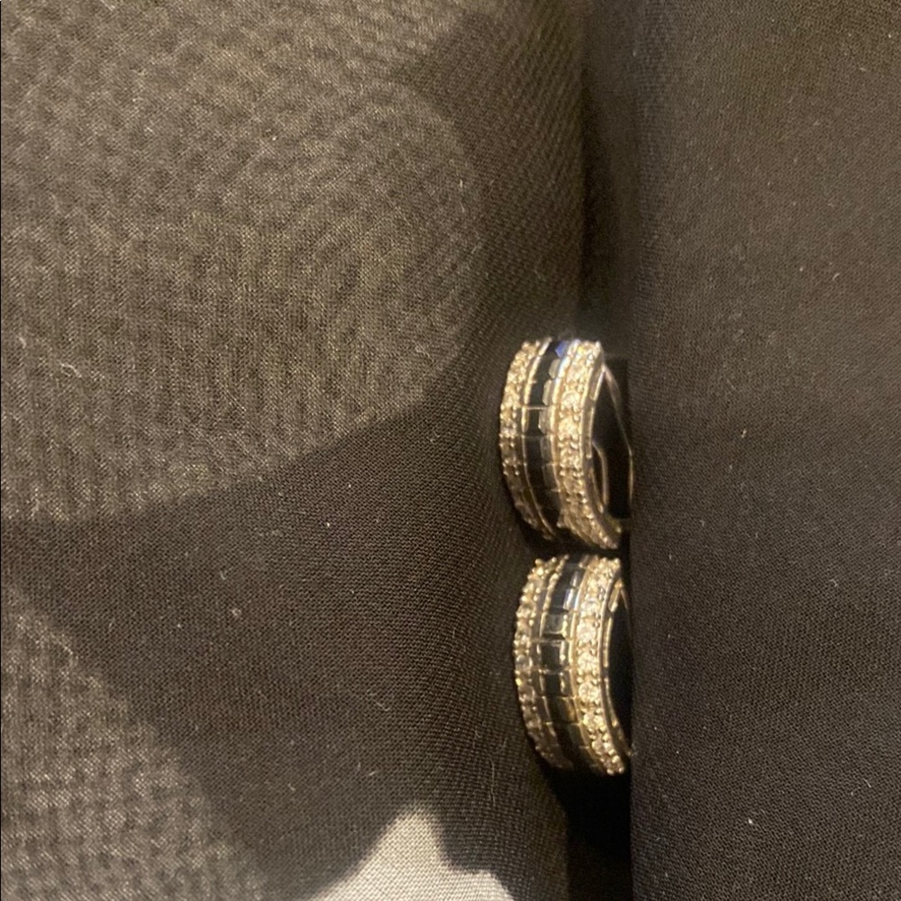 Elegant Black and Silver Hoop Earrings